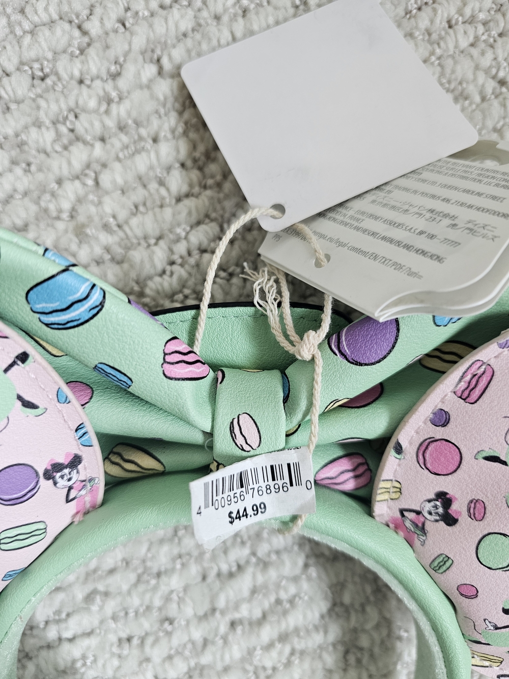 Rare Loungefly Macaron Print Pink & Mint Mini Backpack with Ears Headband - Picture 5 of 10